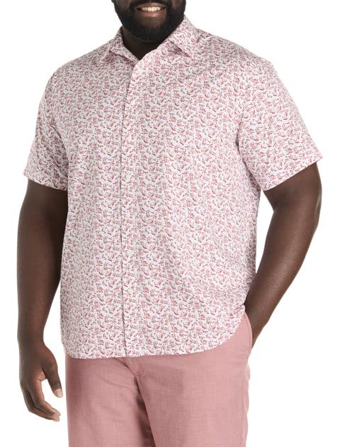 Big & Tall Leaf Print Sport Shirt