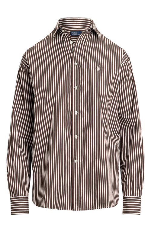 Polo Ralph Lauren Stripe Relaxed Fit Cotton Button-up Shirt In Green