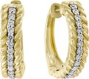 EFFY 14K Two-Tone Gold Diamond Huggie Hoop Earrings