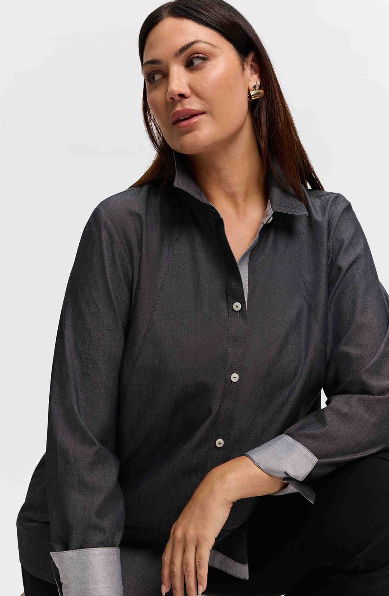 Foxcroft Veronica Double Face Button-Up Shirt, Alternate, color, 