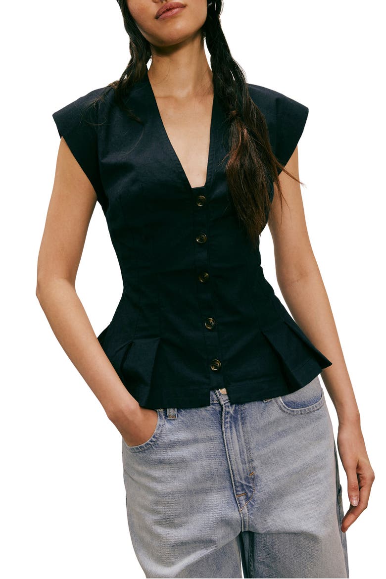 Dylan Peplum Vest, Main, color, BLACK