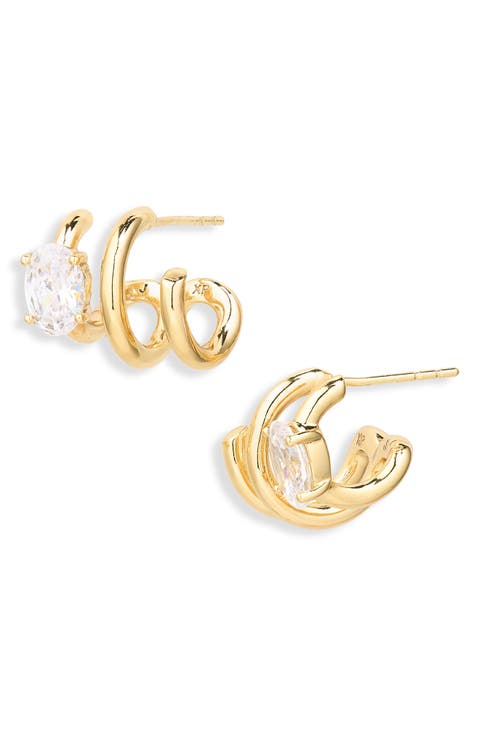 Peyton Cubic Zirconia Twisted Hoop Earrings