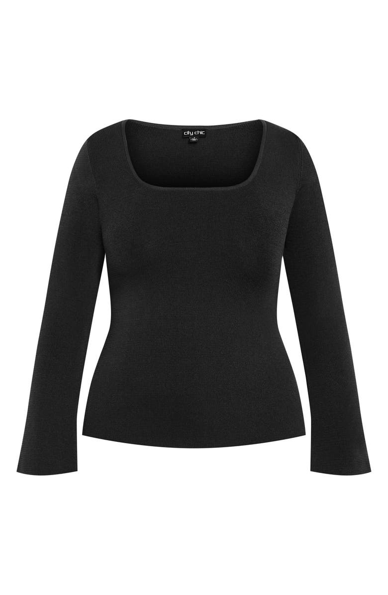 City Chic Brooklyn Rib Sweater, Alternate, color, Black