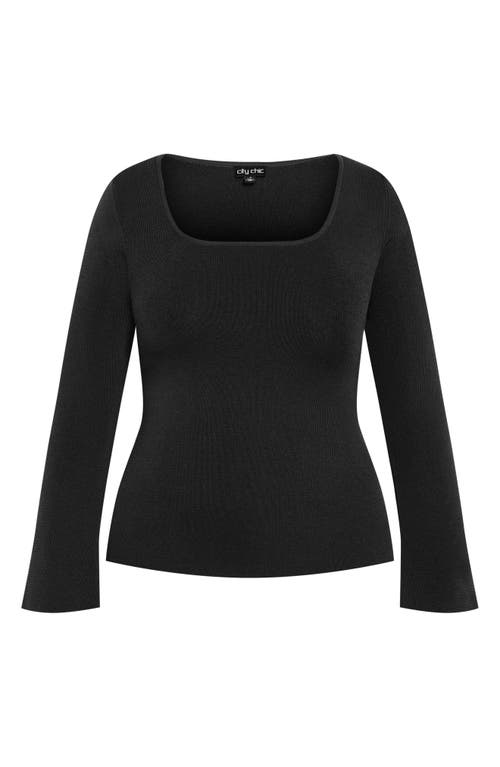 City Chic Brooklyn Rib Sweater In Black