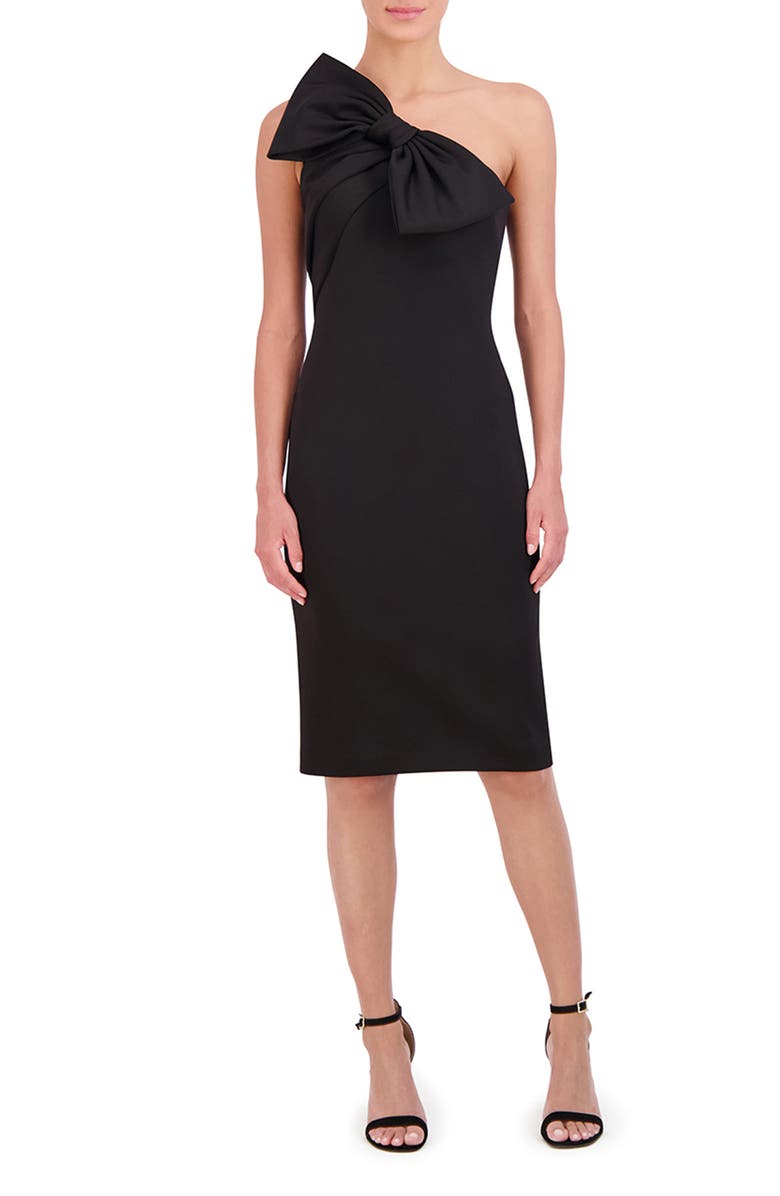 Eliza J Bow Detail One-Shoulder Scuba Crepe Cocktail Dress | Nordstromrack