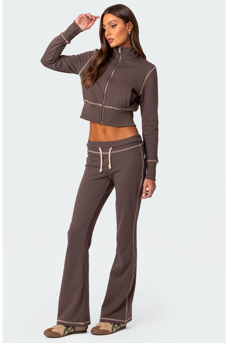 Alexia Crop Sweatshirt, Alternate, color, BROWN