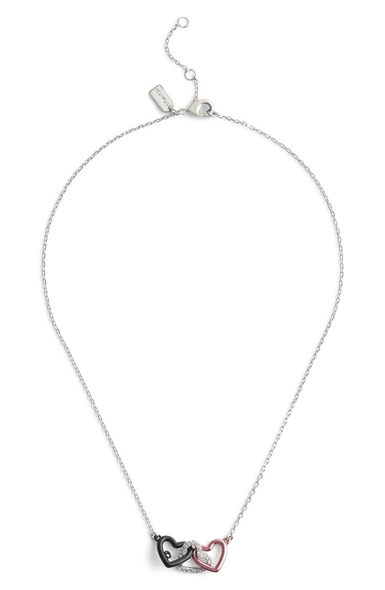 COACH Linked Heart Pendant Necklace, Alternate, color, 