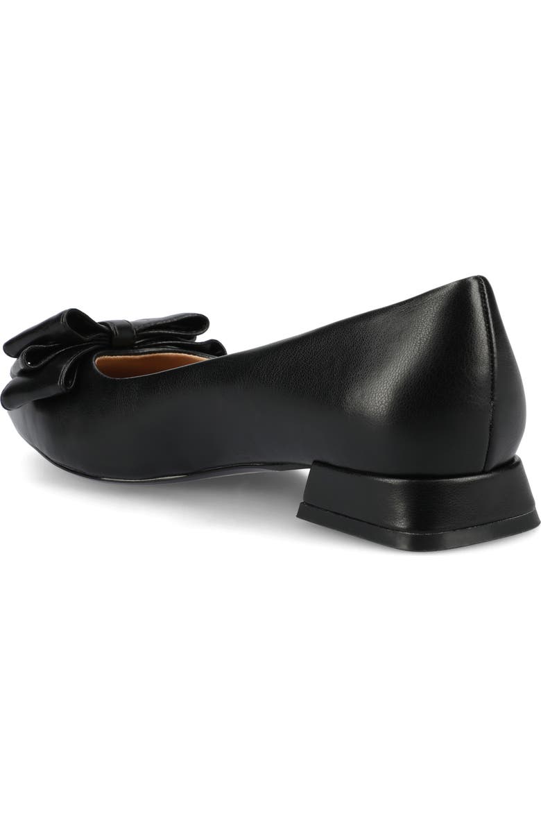 Journee Collection Ophelia Bow Pointed Toe Flat, Alternate, color, Black Pu