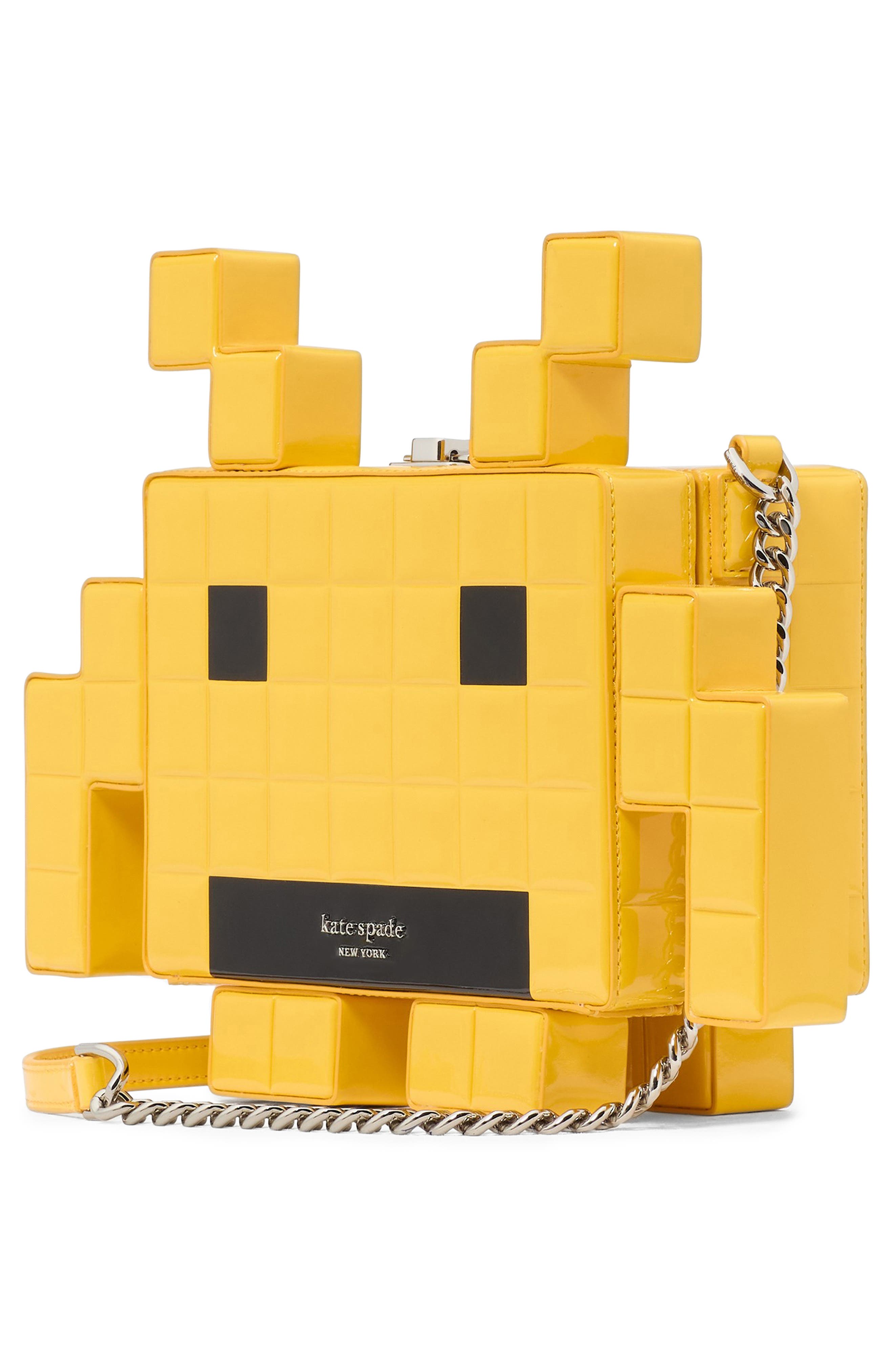 Kate Spade New York x Space Invaders 3D alien patent leather crossbody bag, Alternate, color, 