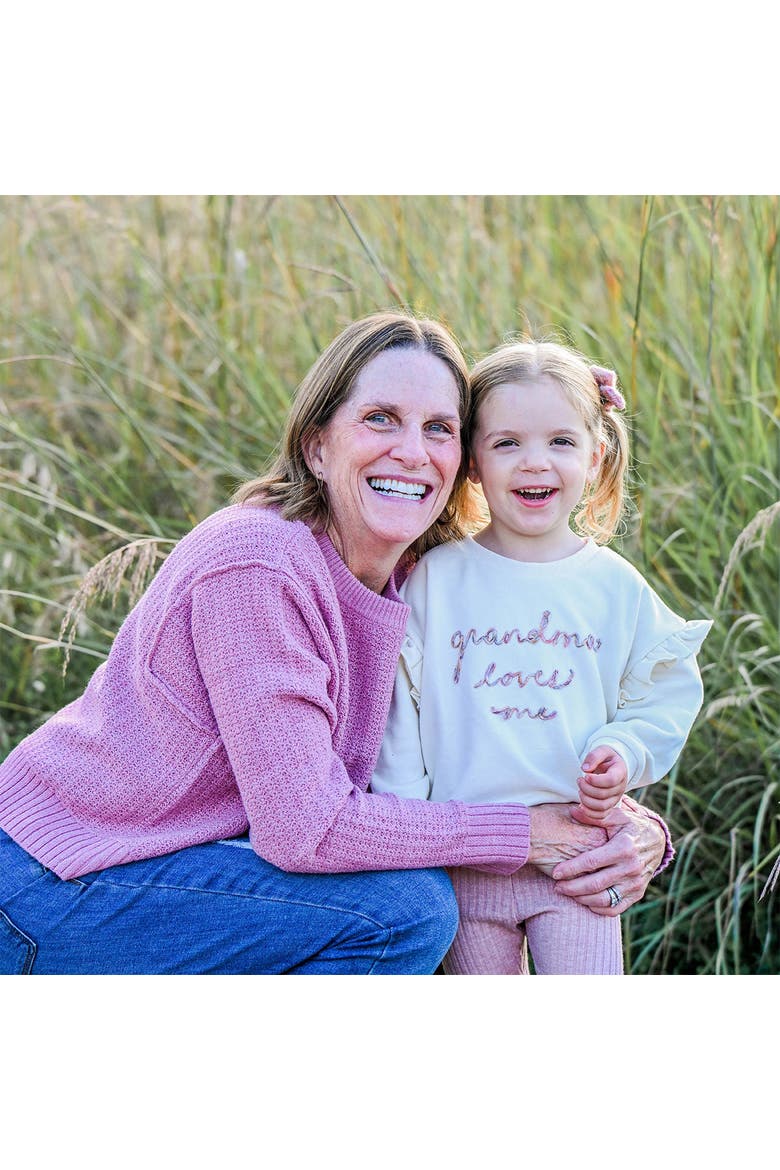 Ruffle Slouch Grandma Loves Me Sweatshirt, Alternate, color, Natural