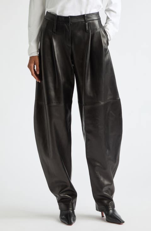 Dean Pleated Leather Balloon Pants