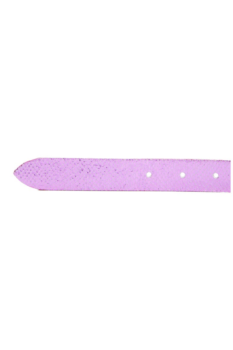 Zap Metallic Snake Embossed Leather Belt, Alternate, color, FUCHSIA