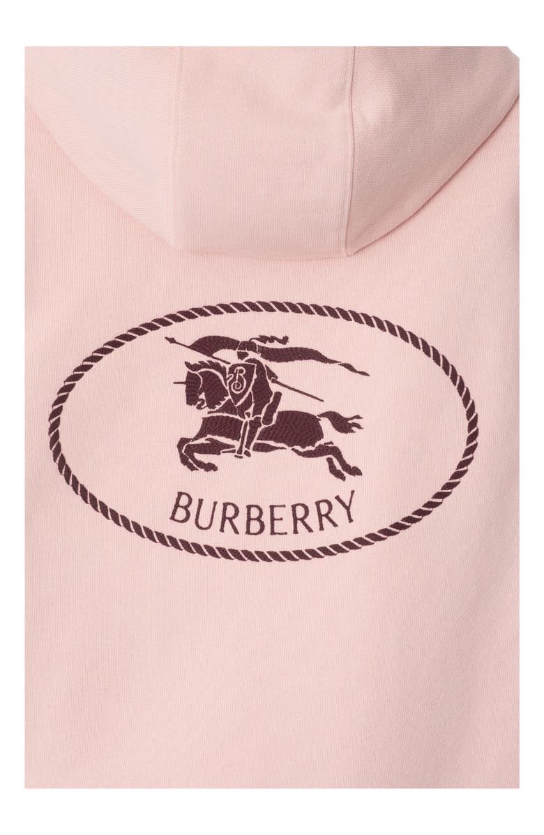 Burberry Knight Stamp Cotton Zip Hoodie, Alternate, color, Bouquet Pink