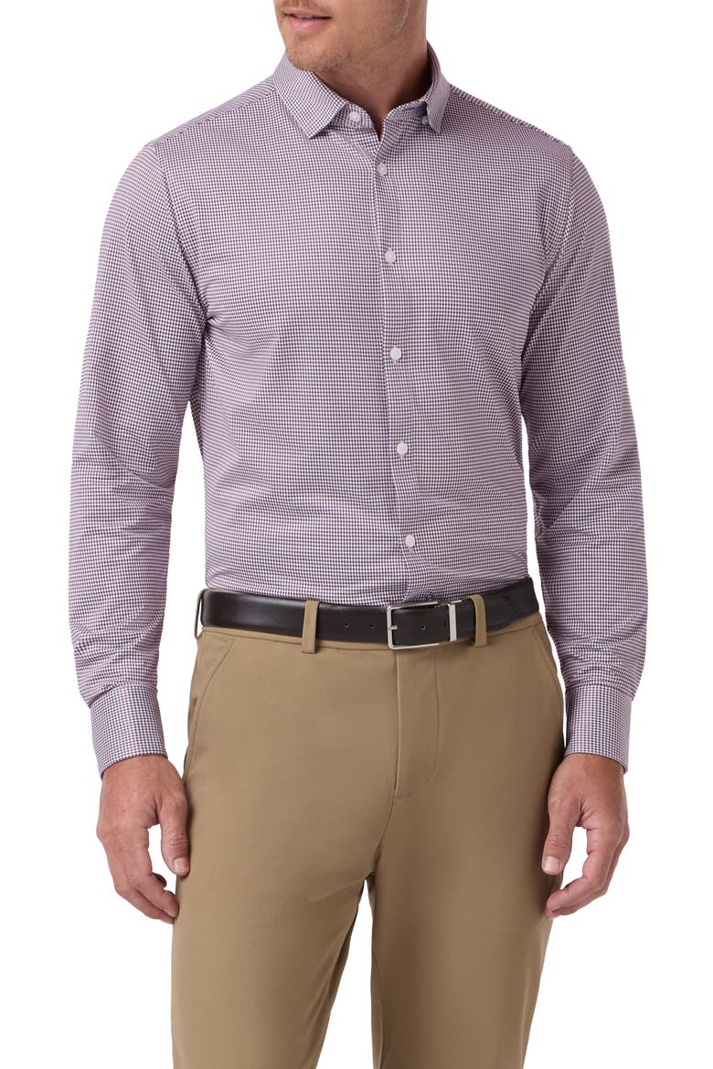 Halyard Classic Fit Performance Dress Shirt, Main, color, MERLOT PETER GINGHAM CLASSIC