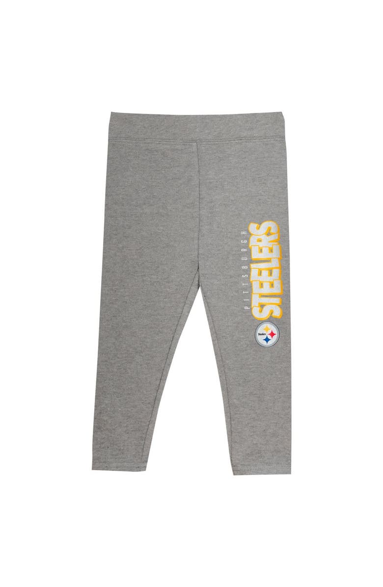 Outerstuff Toddler Pittsburgh Steelers Club House Long Sleeve Hoodie Top and Leggings Two-Piece Set, Alternate, color, Black