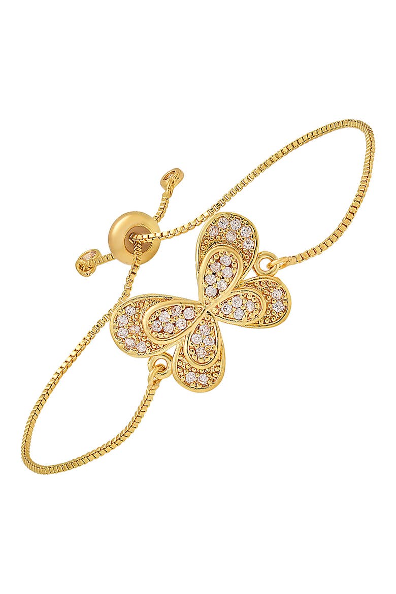 Pavé CZ Butterfly Slide Bracelet, Alternate, color, GOLD