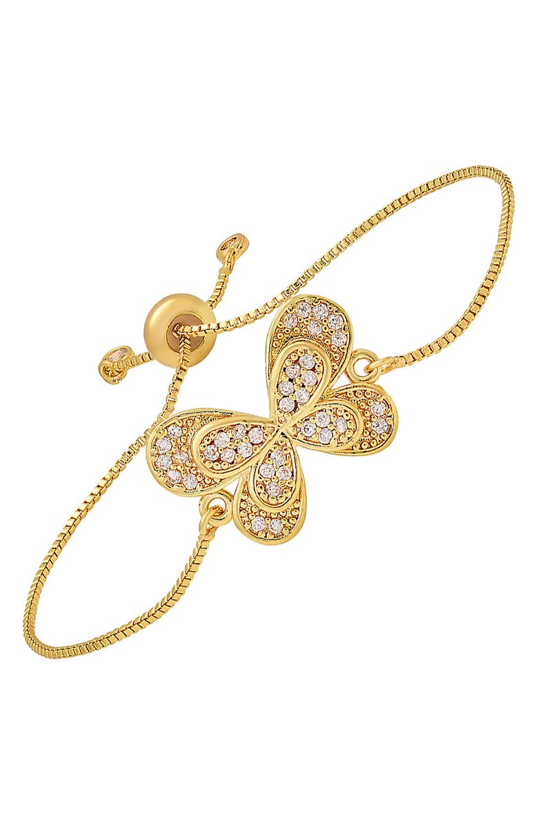 HMY JEWELRY Pavé CZ Butterfly Slide Bracelet, Alternate, color, Gold