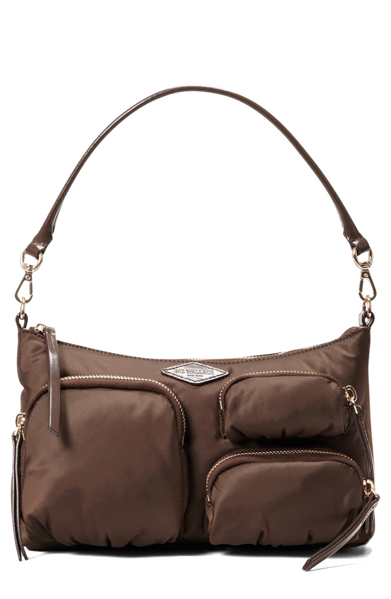 MZ Wallace Petite Chelsea Nylon Shoulder Bag in Walnut 