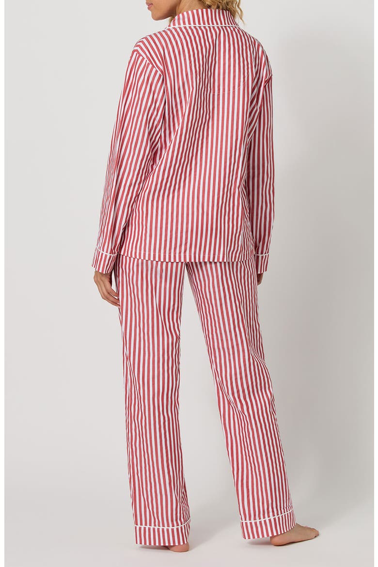 Print Organic Cotton Sateen Pajamas, Alternate, color, RED SIGNATURE STRIPE