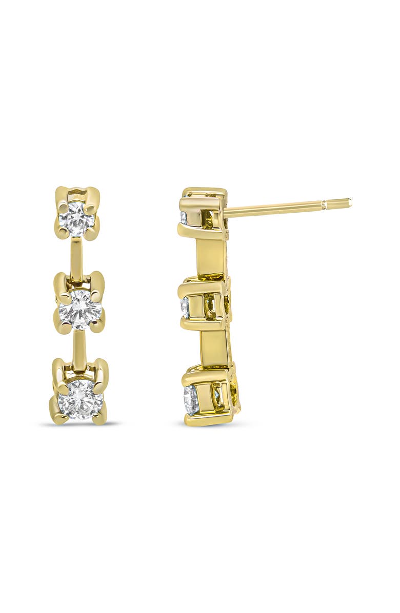 Haus of Brilliance 14K Yellow Gold 1/2 Cttw Round Diamond 3 Stone Stud Earrings, Alternate, color, Yellow