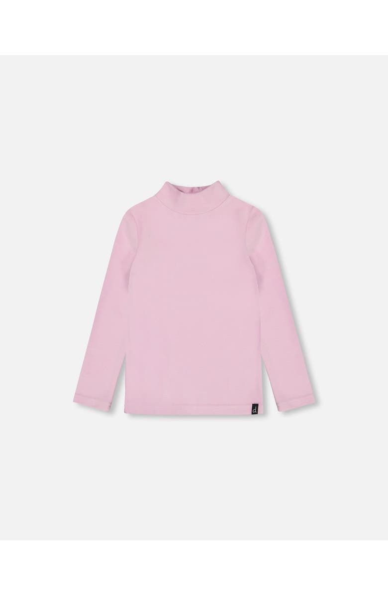 Deux par Deux Little Girl's Super Soft Brushed Mock Neck Top Pink Lavender, Main, color, 