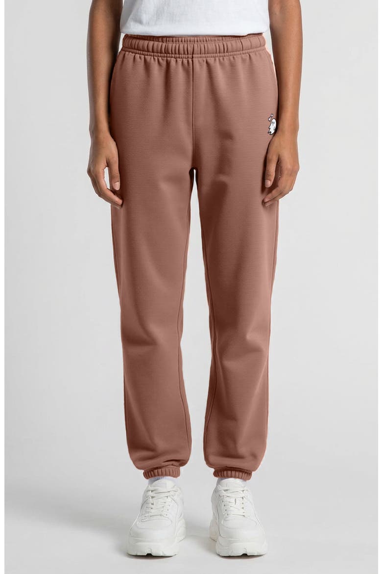 Heartly Ghost Midweight Relaxed Fleece Track Pants, Main, color, Hazy Pink