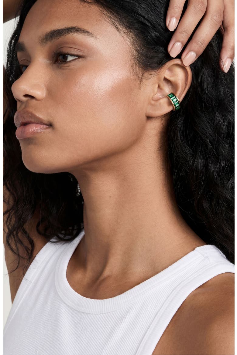 Crystal Ear Cuff, Alternate, color, GREEN