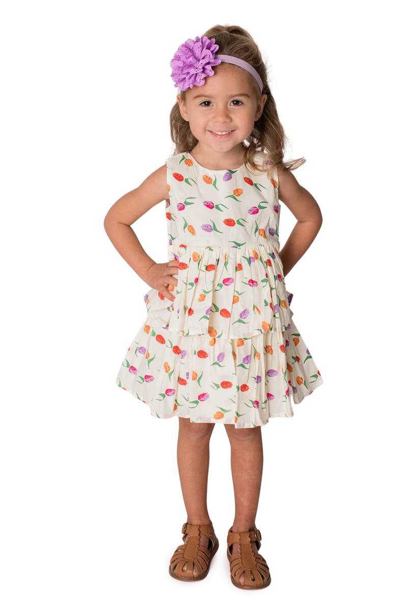 Popatu Tulip Print Tiered Dress, Main, color, 