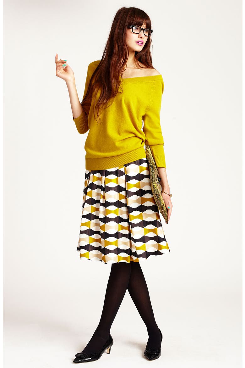 'jolie' silk skirt, Alternate, color, DIJON ABSTRACT SIGN BOW PRINT