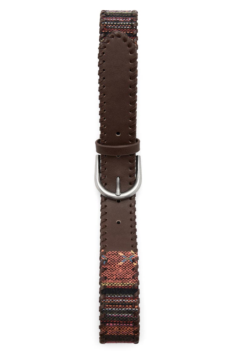 Whipstitched Woven Belt, Main, color, CHOCOLATE