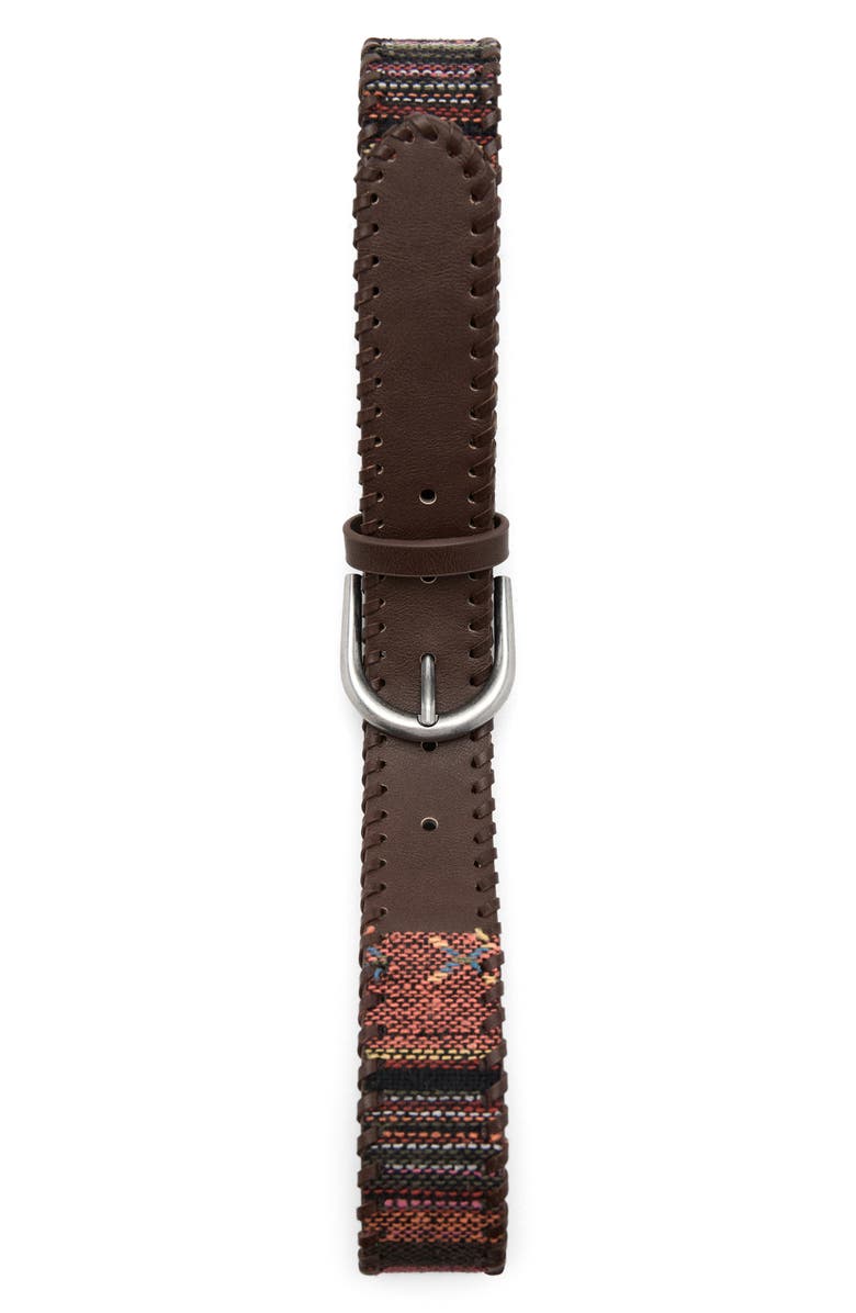 MANGO TEEN Whipstitched Woven Belt, Main, color, Chocolate