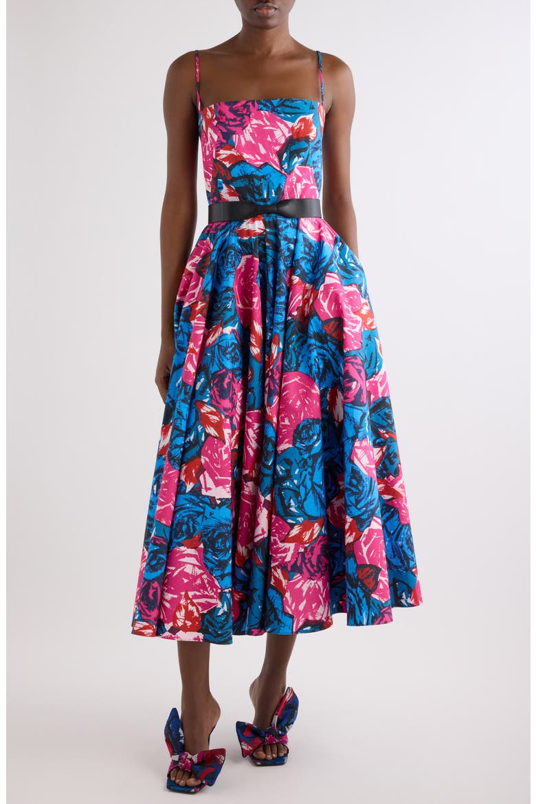 Sliced A-Line Cotton Poplin Midi Dress, Alternate, color, ROYAL BLUE