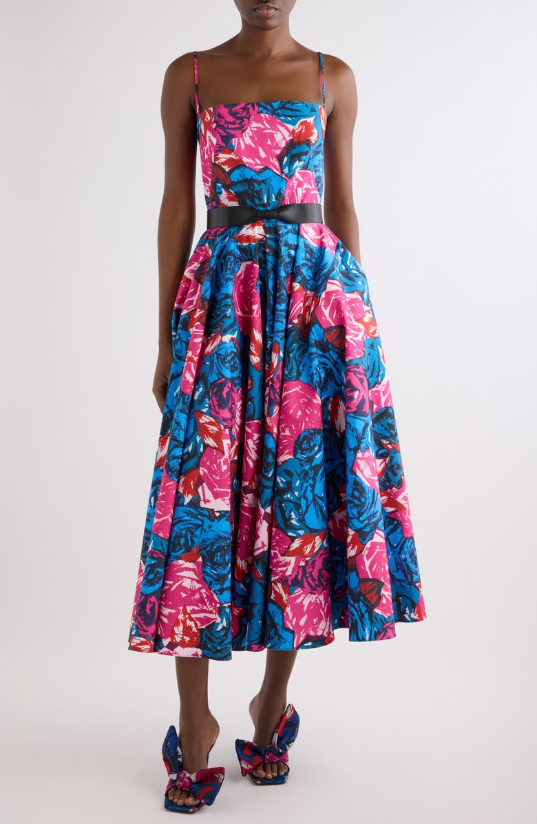 Givenchy Sliced A-Line Cotton Poplin Midi Dress, Alternate, color, Royal Blue