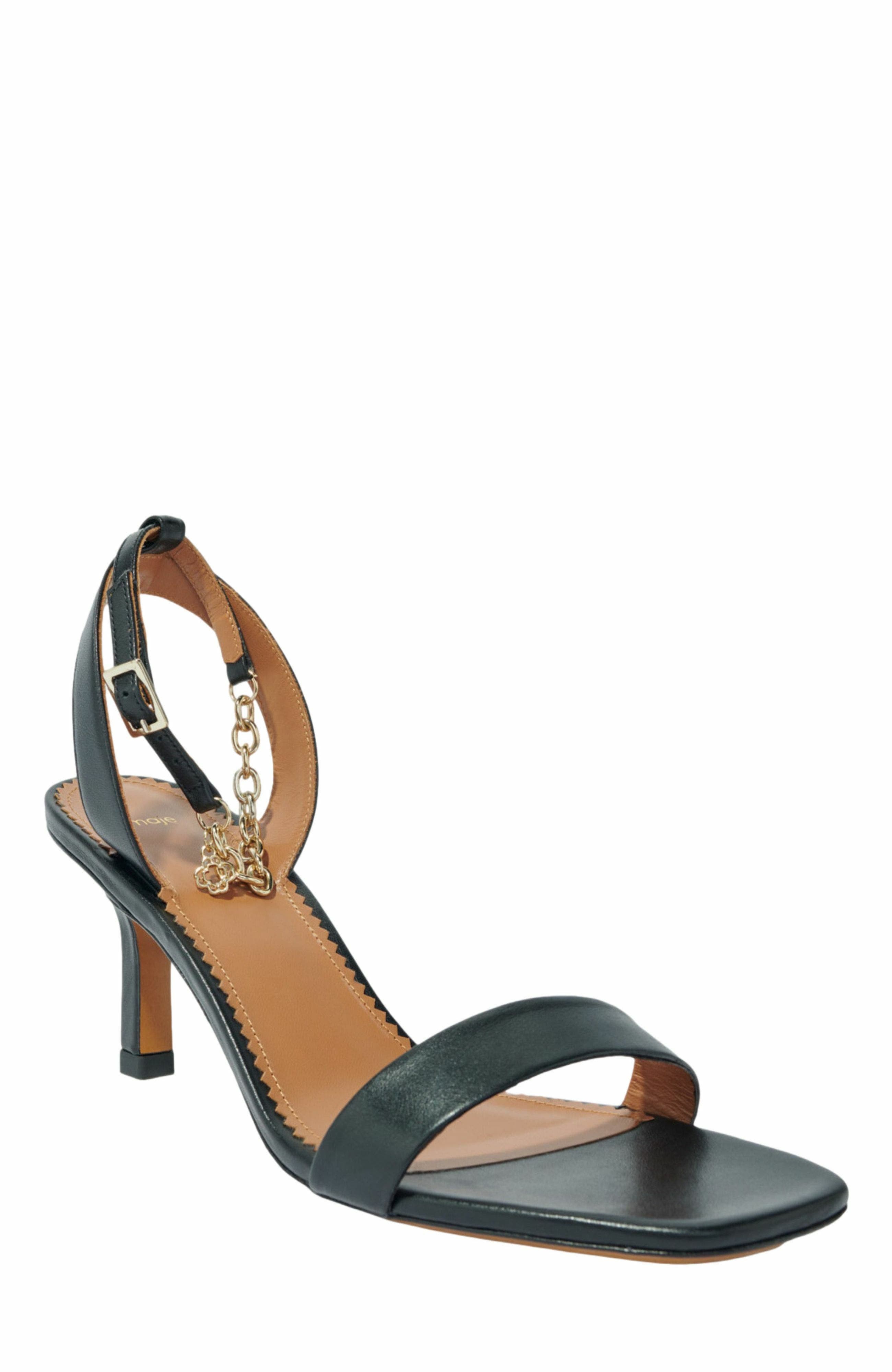 maje Leather sandals with heels, Alternate, color, 
