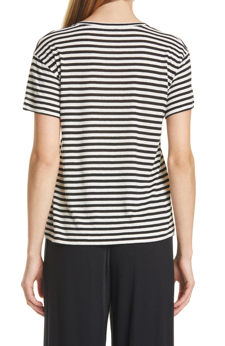 Vince Stripe Silk Blend T-Shirt, Alternate, color, 