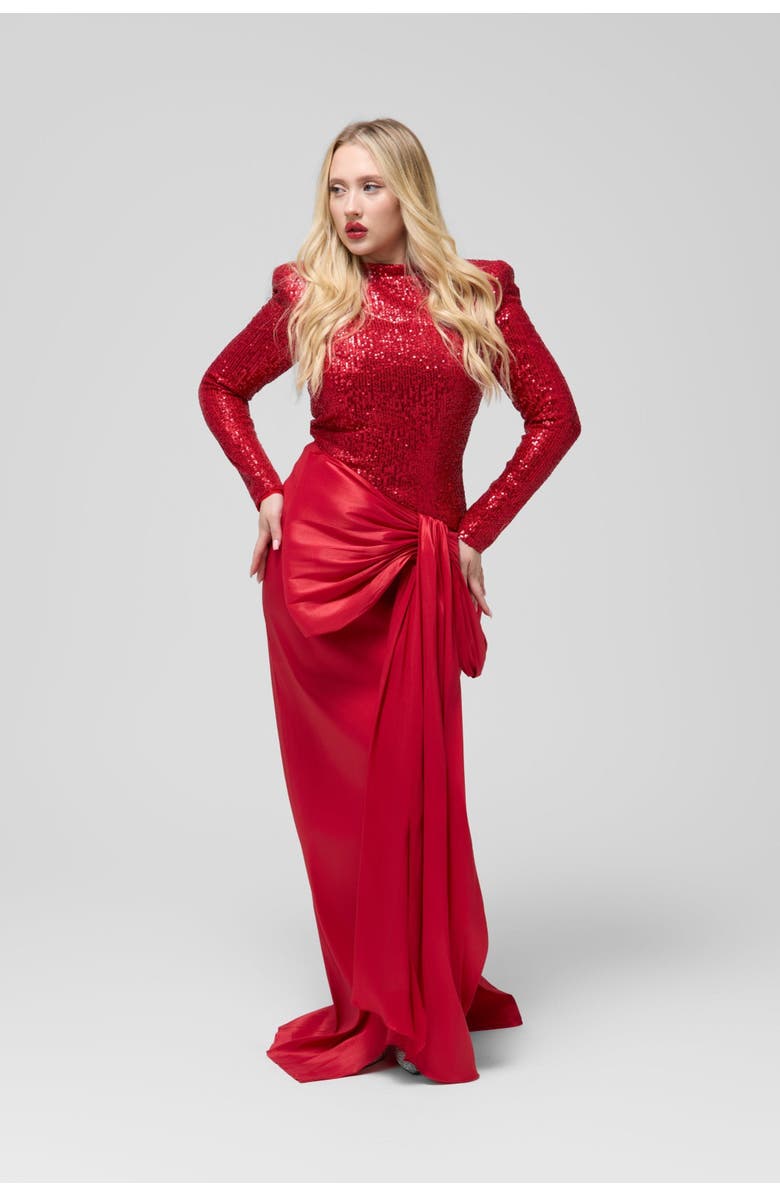 Le Fafo Avena Sequin Maxi Dress, Main, color, Red