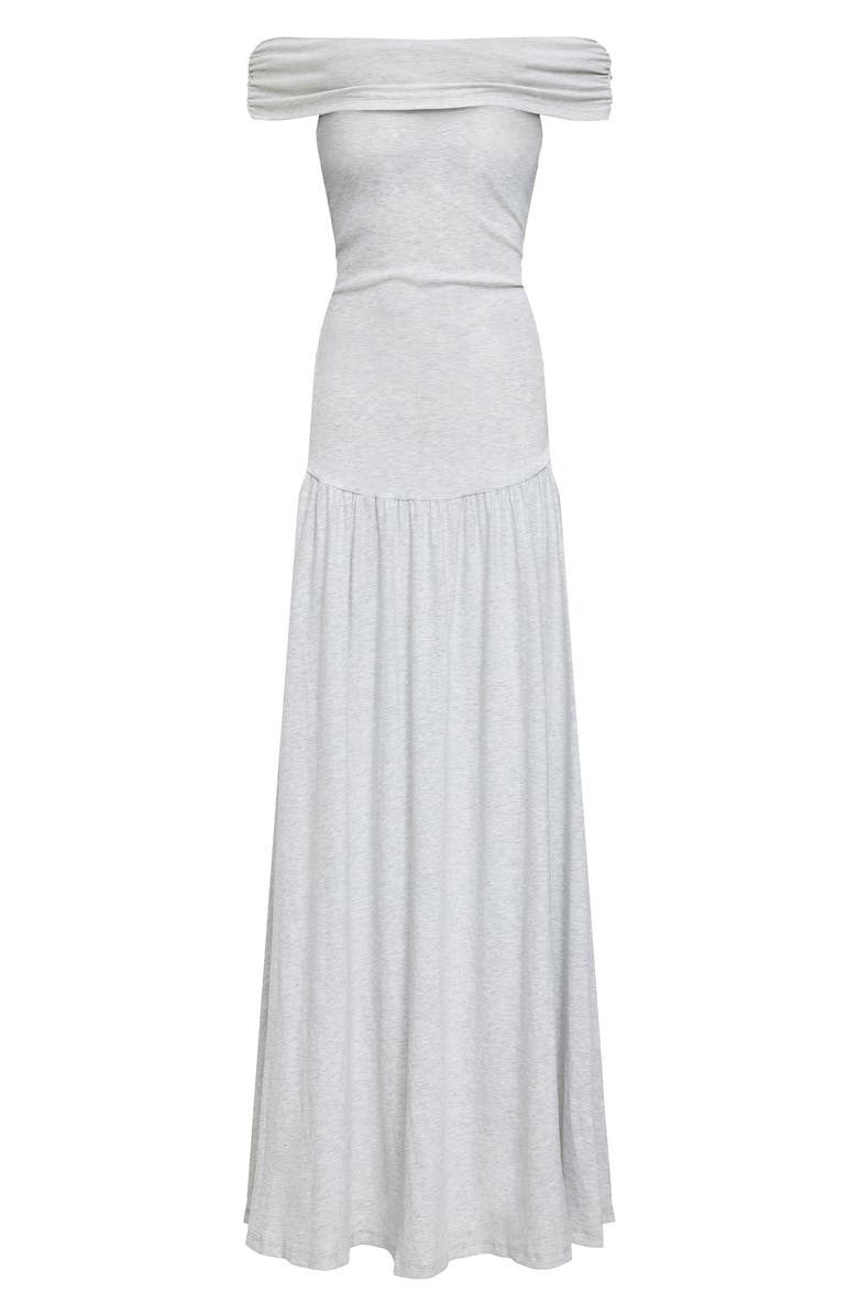 LIONESS Field of Dreams Off the Shoulder Maxi Dress, Alternate, color, Soft Grey