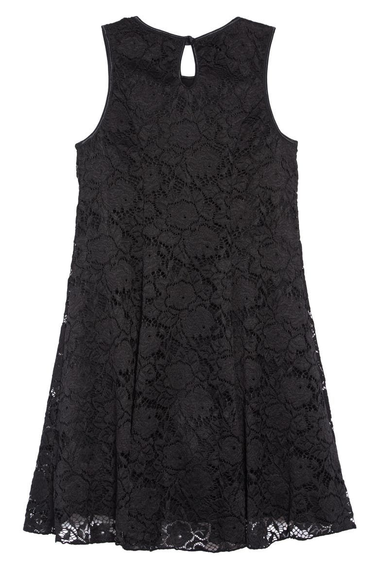 Lace Skater Dress, Alternate, color, BLACK