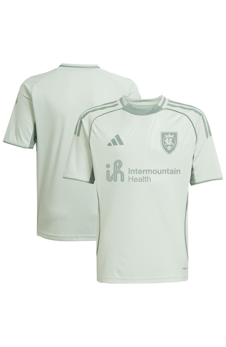 adidas Youth adidas Light Green Real Salt Lake 2025 One Planet Pre-Match Top, Main, color, 