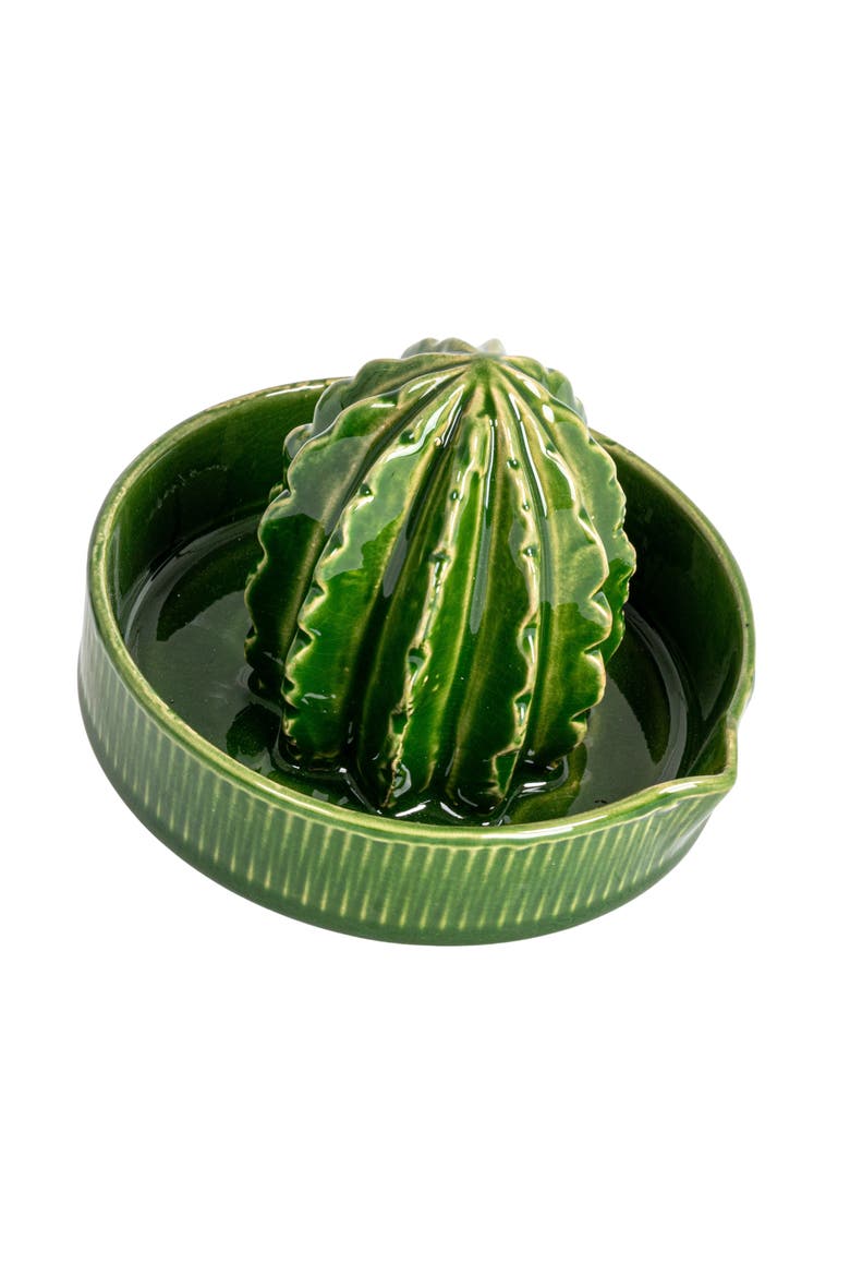 Cactus-Shaped Stoneware Juicer, Green, Main, color, Green