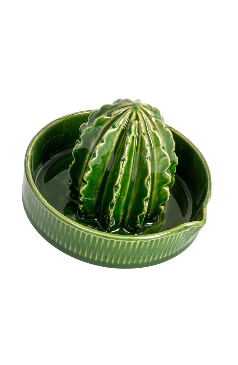 Storied Home Cactus-Shaped Stoneware Juicer, Green, Main, color, Green