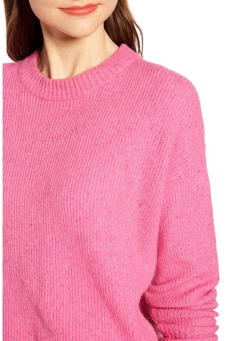 Flecked Crewneck Sweater (Nordstrom Exclusive), Alternate, color, PINK SHOCK