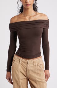 BP. Rib Off the Shoulder Top