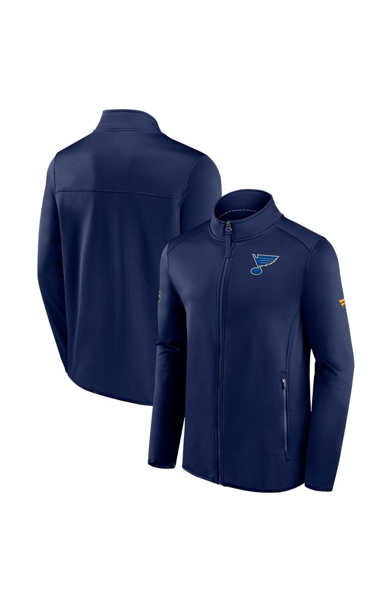 FANATICS Men's Fanatics Branded Navy St. Louis Blues Authentic Pro Rink Fleece Full-Zip Jacket, Main, color,