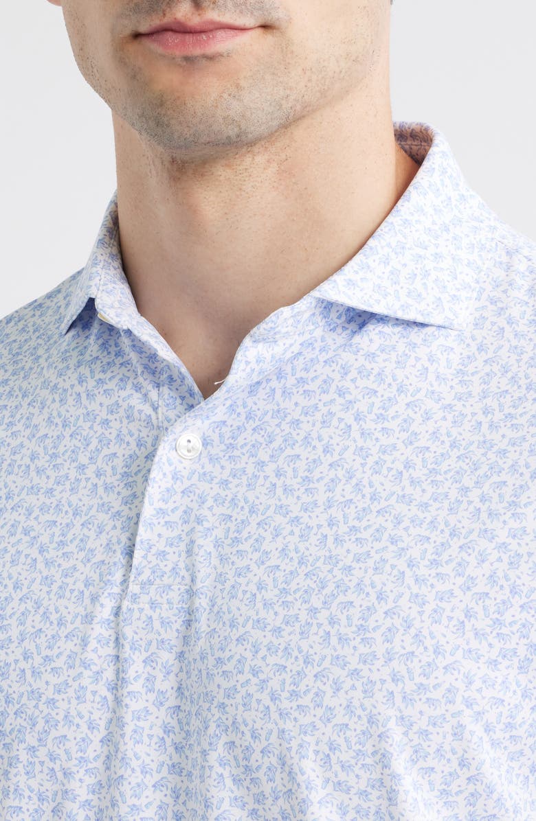 Peter Millar Olive Grove Martini Print Performance Jersey Polo, Alternate, color, White