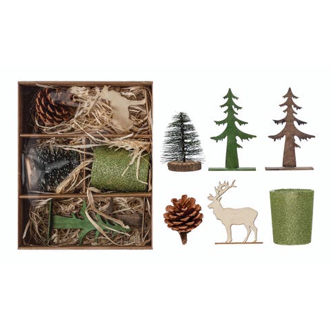 Candle Garden Kit with Bottle Brush Tree, Tealight, Set of 6