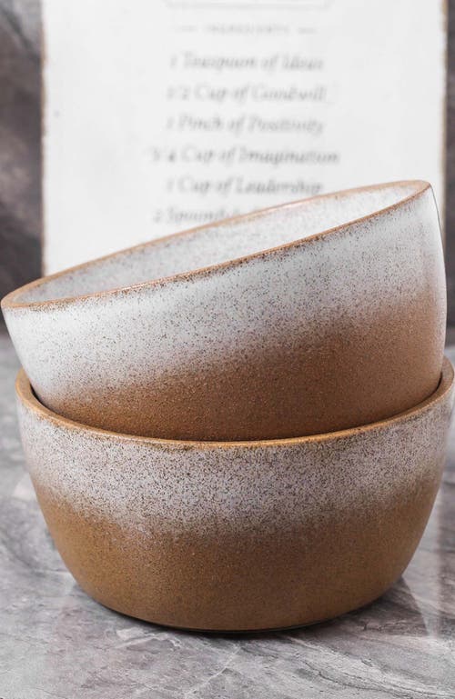 Stone Lain Vince Stoneware 4-piece Bowl Set In Brown