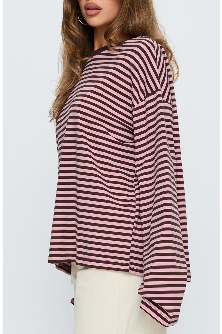 Settle Down Stripe Oversize T-Shirt, Alternate, color, PINK / BROWN STRIPE