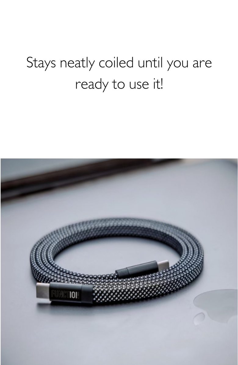 Function101 NEAT CABLE - Magnetically Organizing Charge Cable - 1.5M, Alternate, color, Silver
