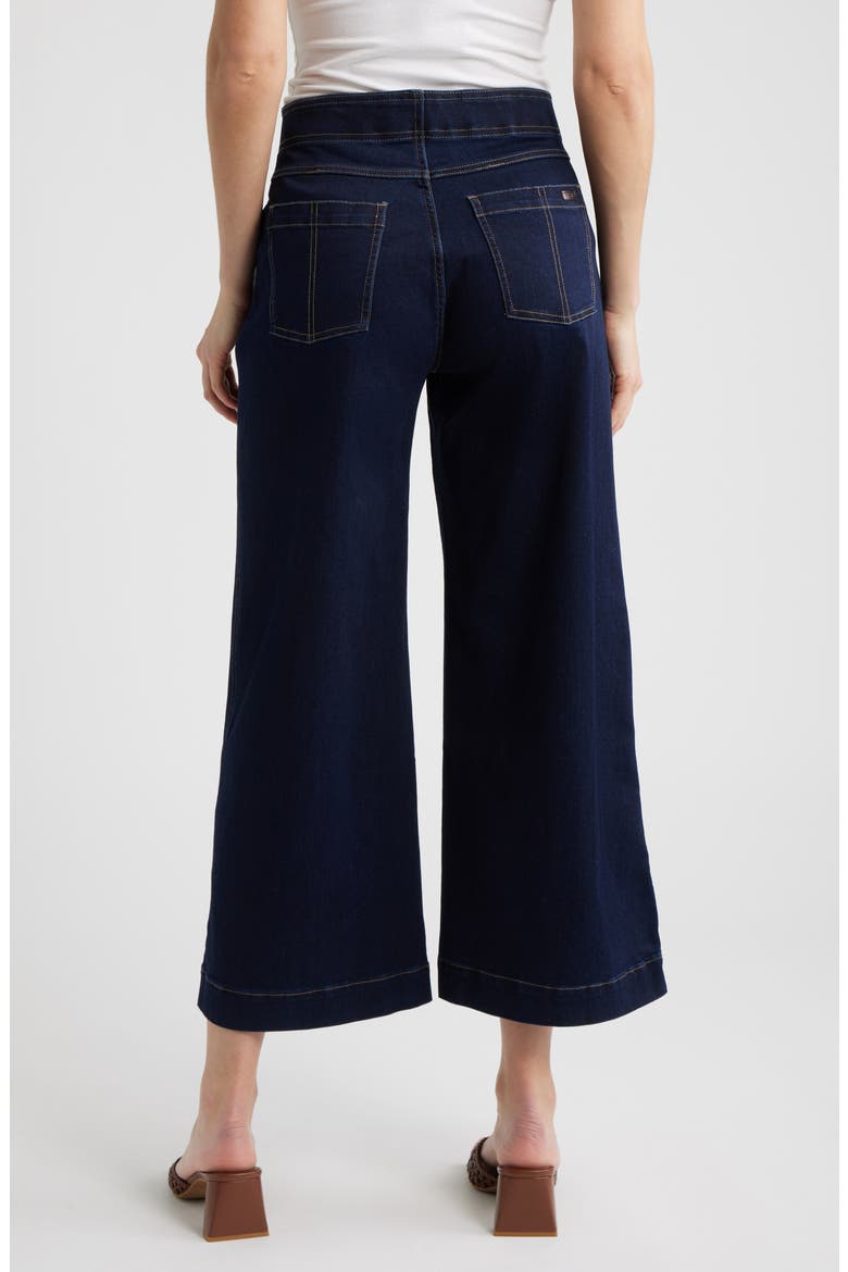 Fine Lines Crop Wide Leg Pull-On Pants, Alternate, color, BLACK INDIGO